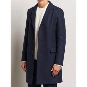 HUGO by Hugo Boss Men's Wool Blend Slim-Fit Migor Dark Blue Overcoat Size: 42R